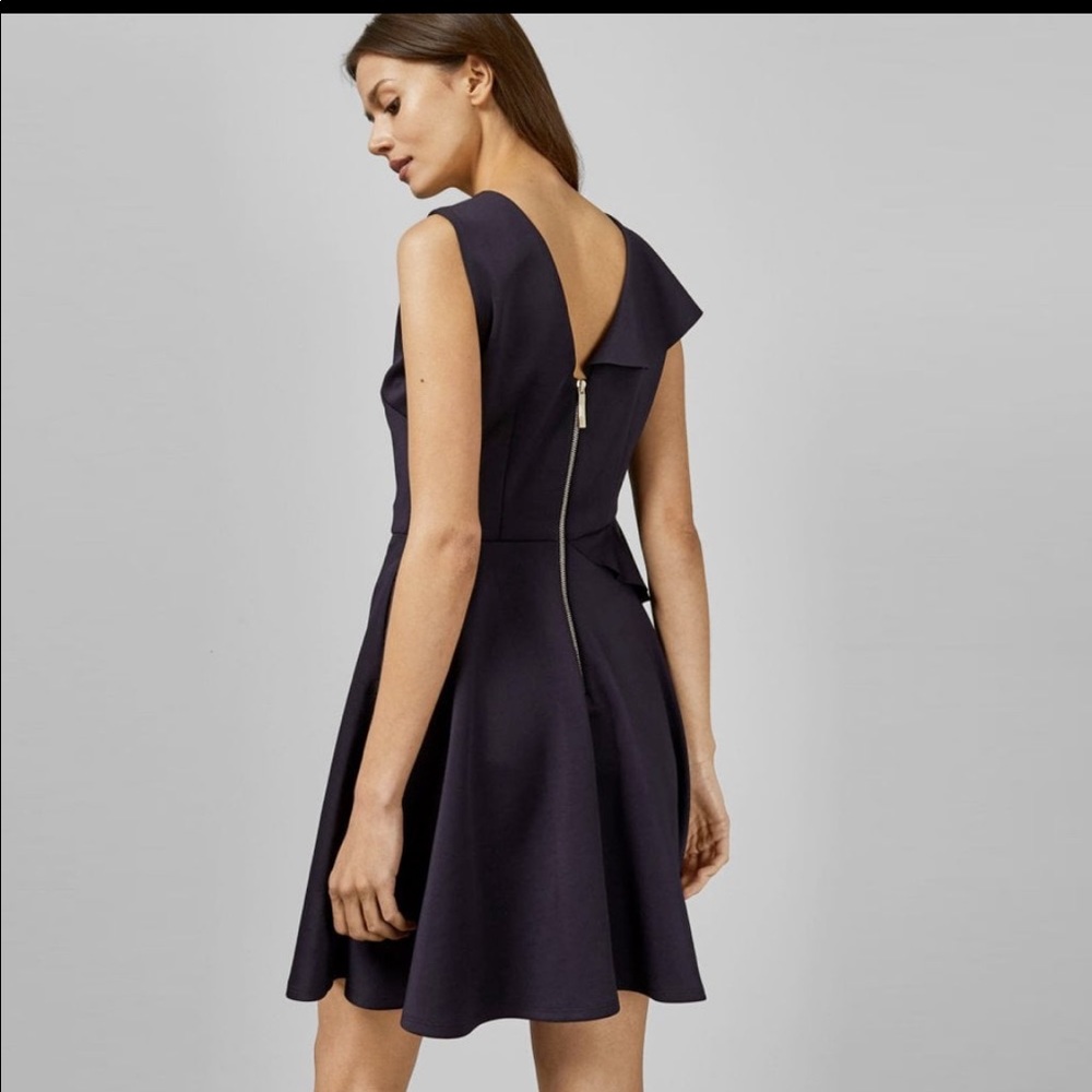 Ted Baker Lantaa Ruffle Skater Dress - Navy